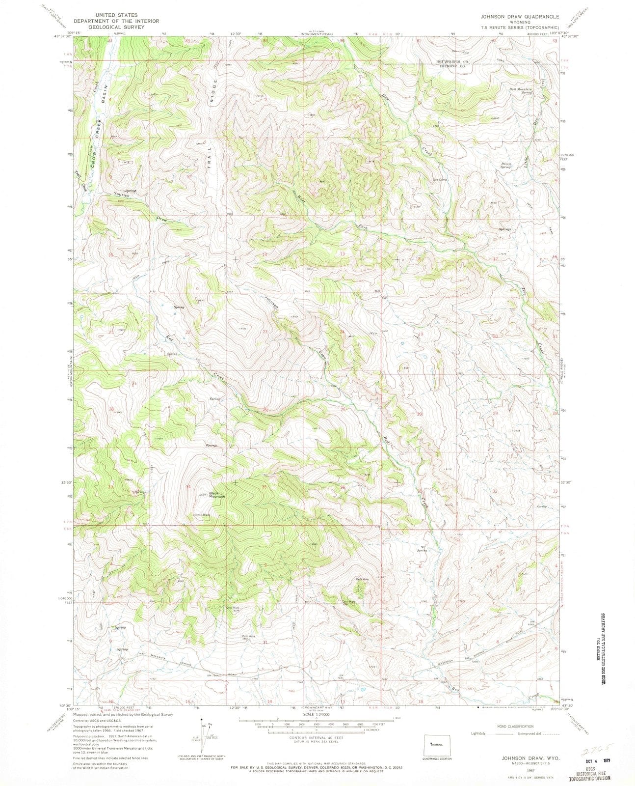 1967 Johnsonraw, WY - Wyoming - USGS Topographic Map