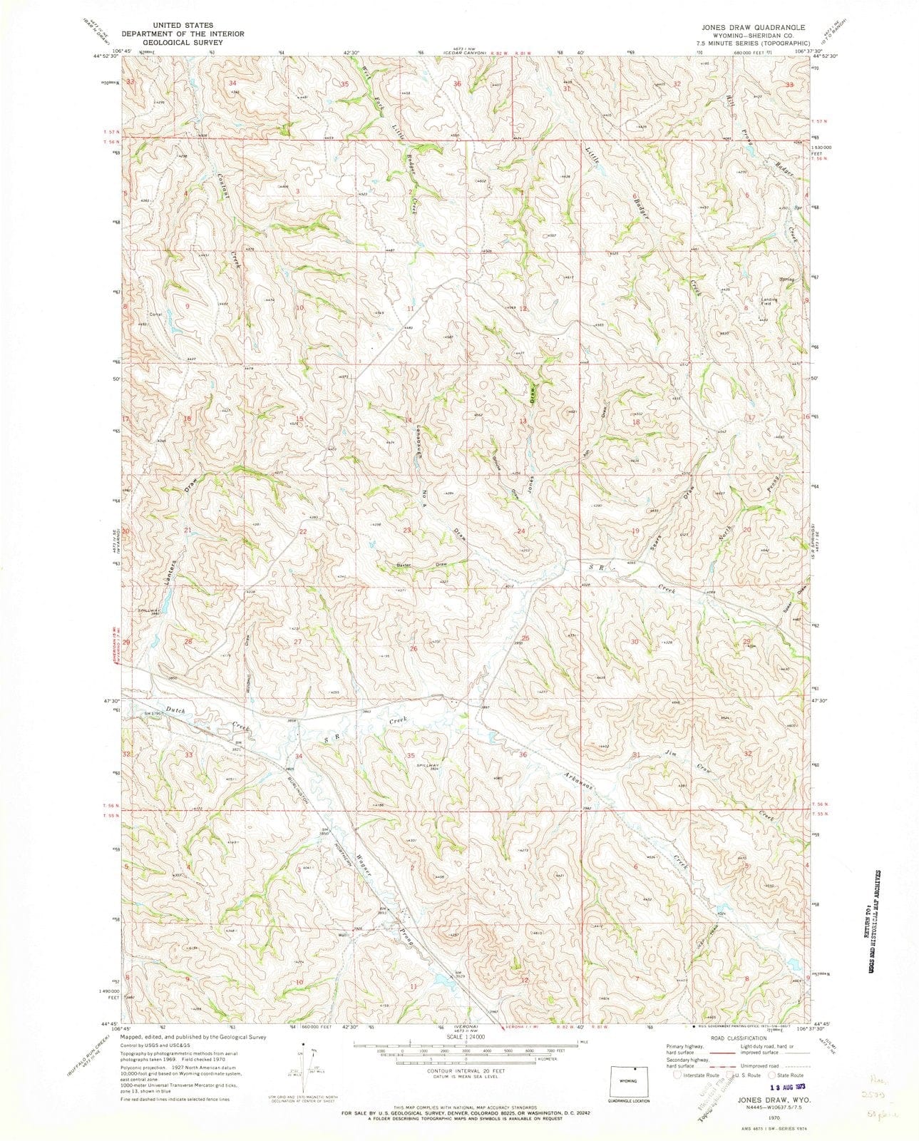 1970 Jonesraw, WY - Wyoming - USGS Topographic Map