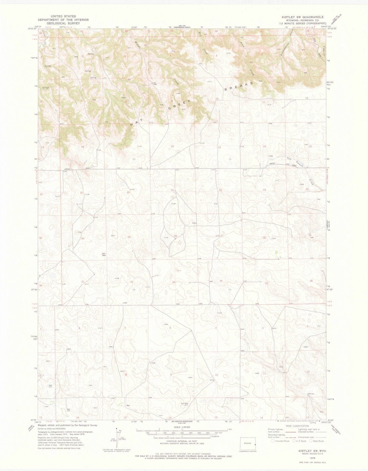 1978 Kirtley, WY - Wyoming - USGS Topographic Map