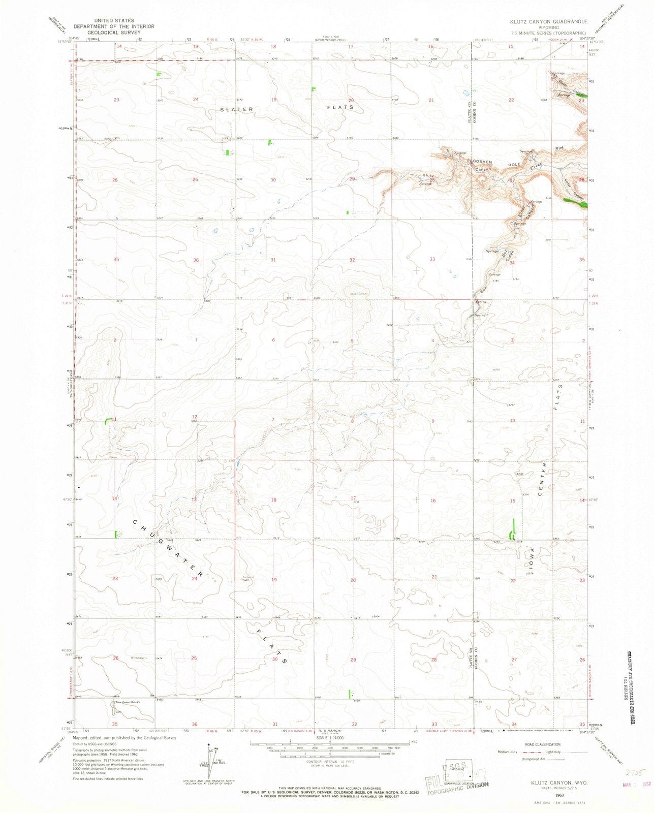 1963 Klutz Canyon, WY - Wyoming - USGS Topographic Map