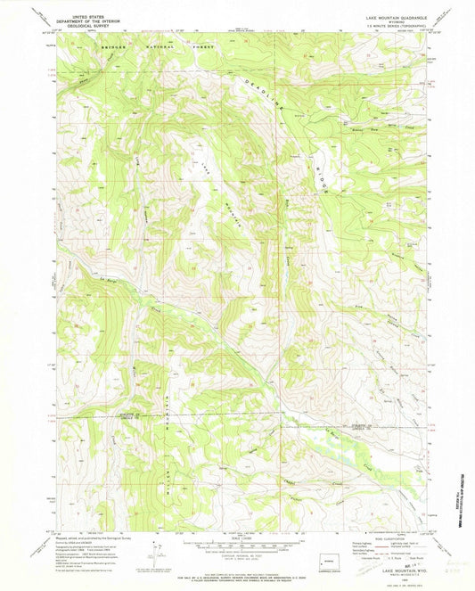 1969 Lake Mountain, WY - Wyoming - USGS Topographic Map