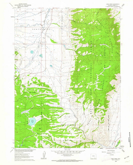 1961 Lake Owen, WY - Wyoming - USGS Topographic Map