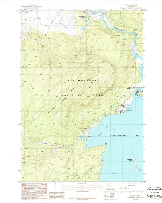 1986 Lake, WY - Wyoming - USGS Topographic Map