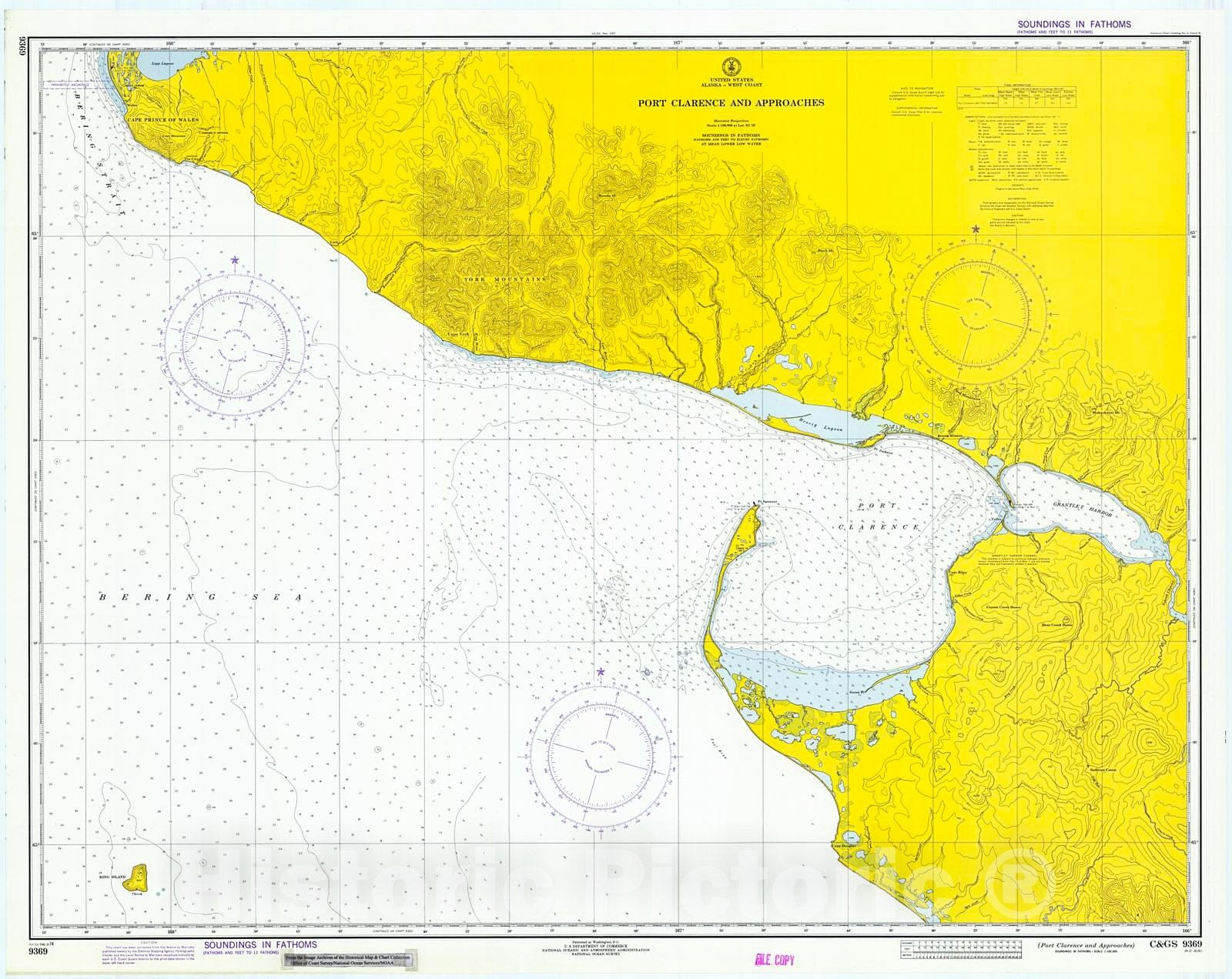 Historic Nautical Map - Port Clarence And Approaches, 1974 NOAA Chart - Alaska (AK) - Vintage Wall Art