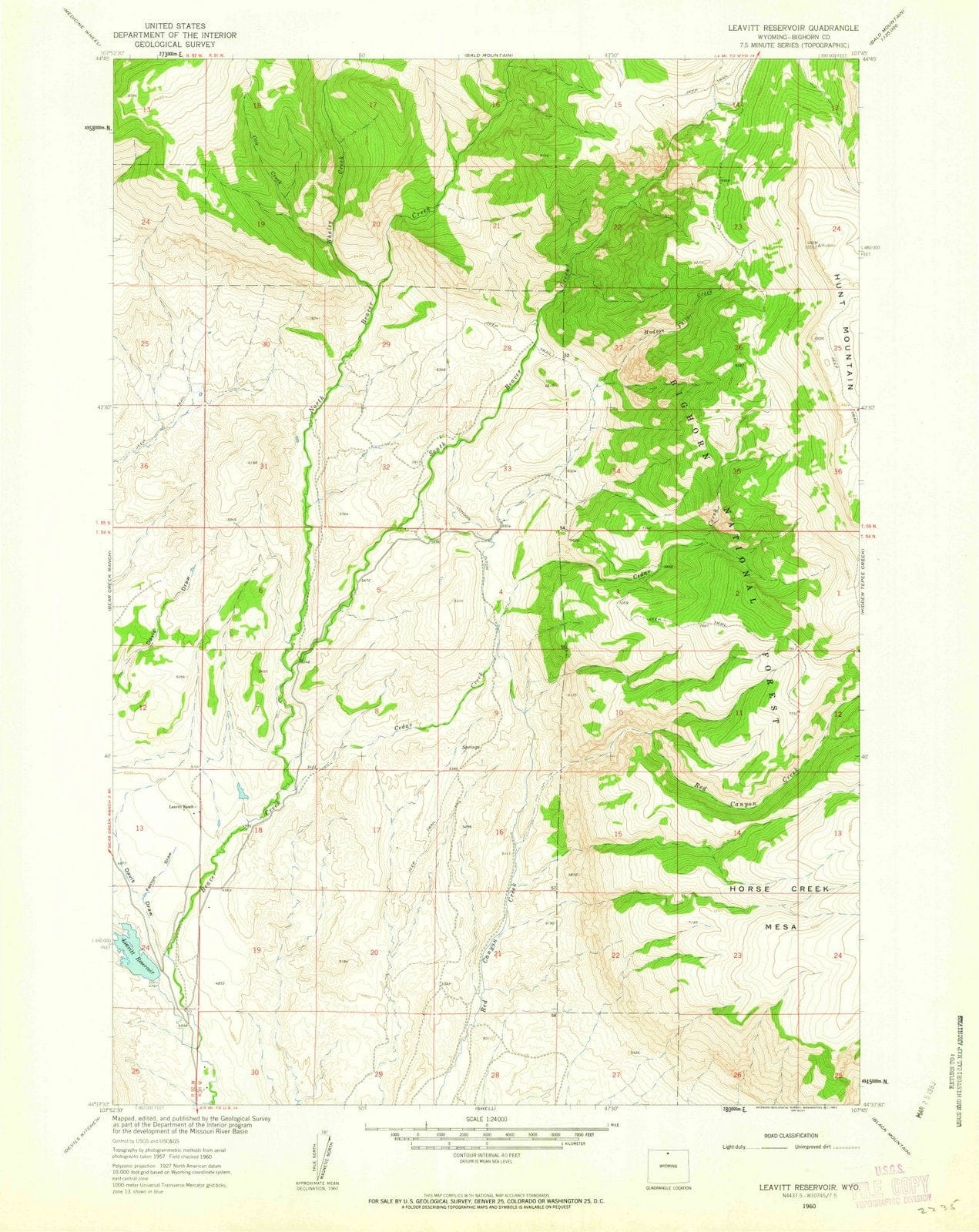 1960 Leavitt Reservoir, WY - Wyoming - USGS Topographic Map