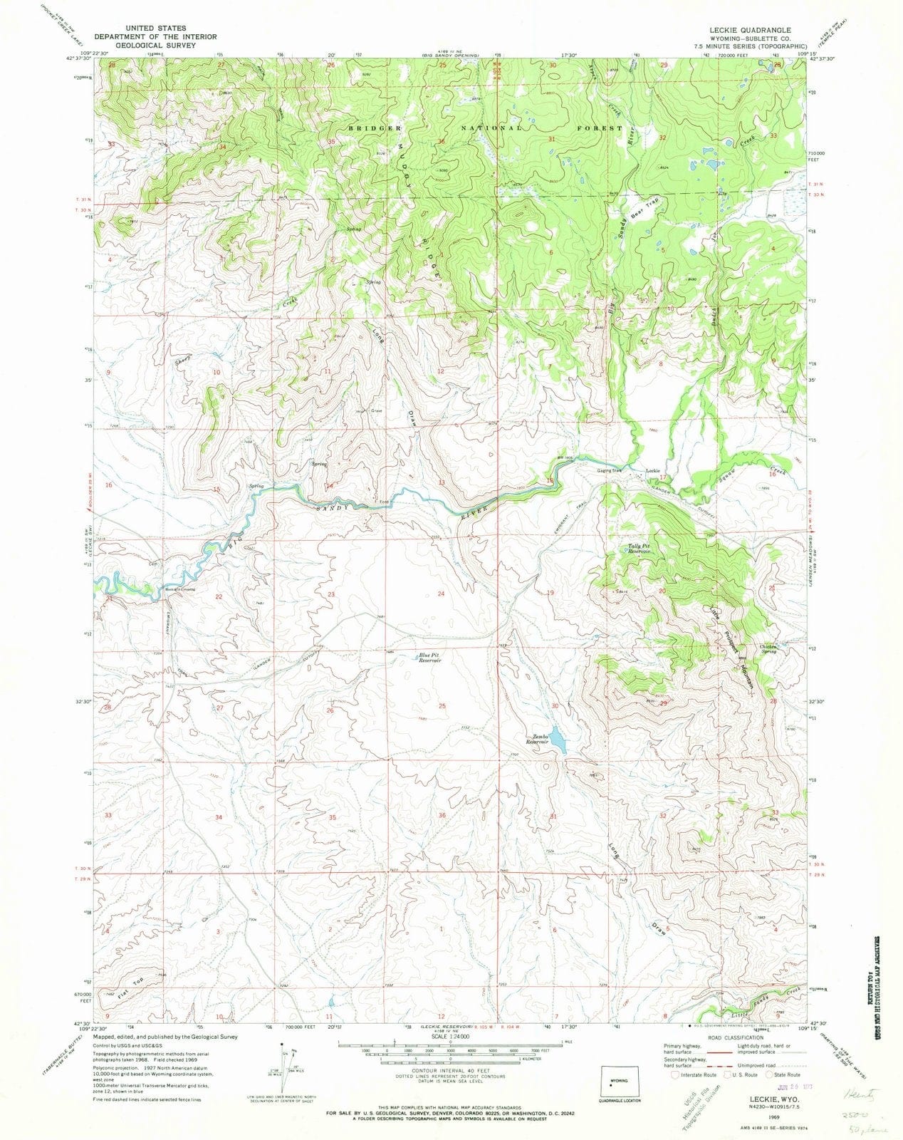 1969 Leckie, WY - Wyoming - USGS Topographic Map v2