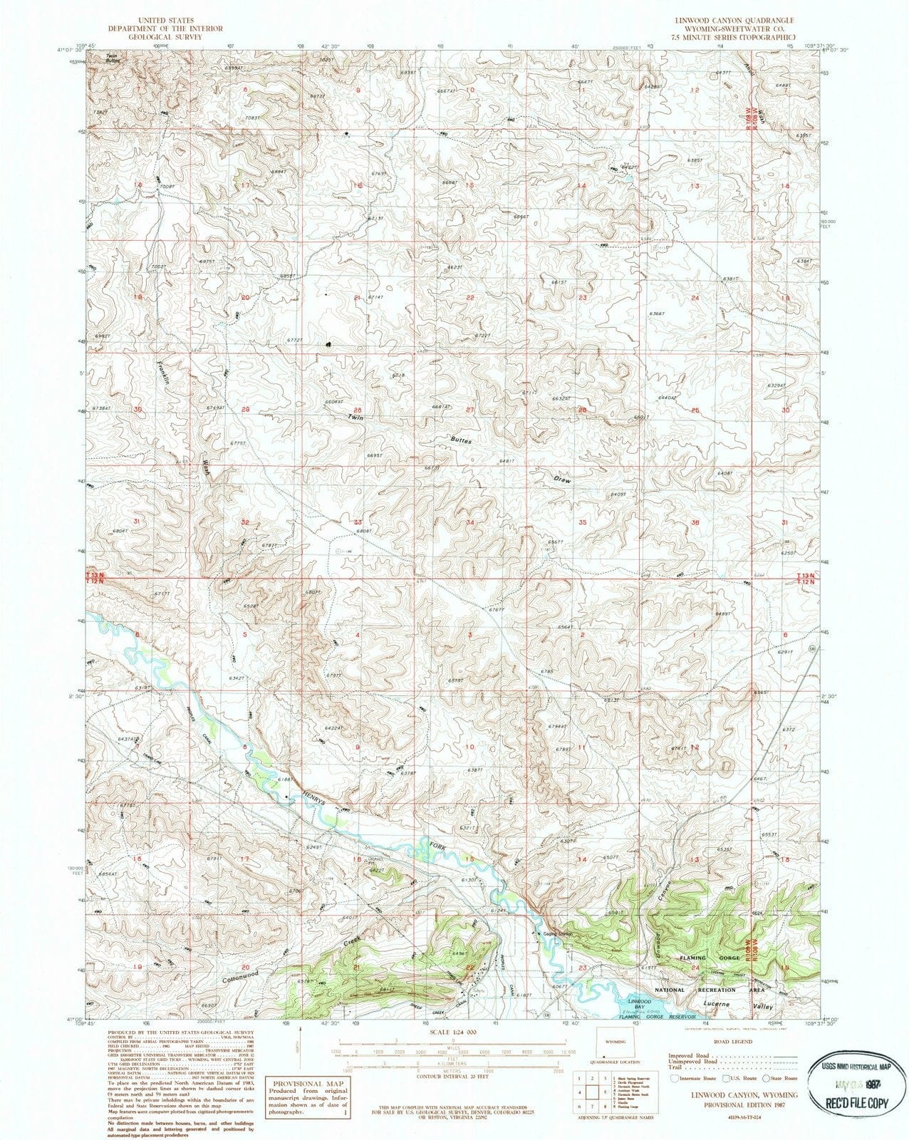 1987 Linwood Canyon, WY - Wyoming - USGS Topographic Map