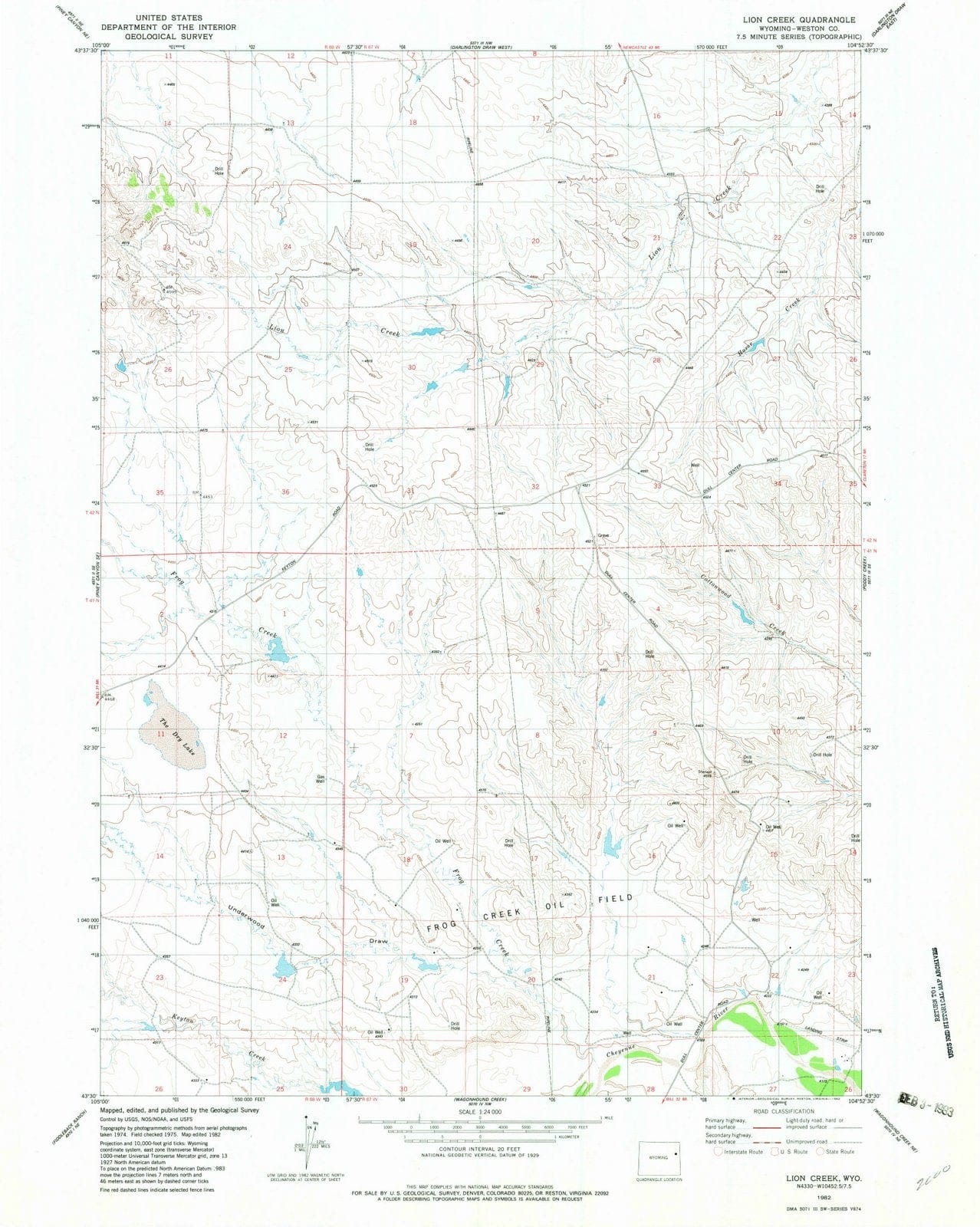 1982 Lion Creek, WY - Wyoming - USGS Topographic Map
