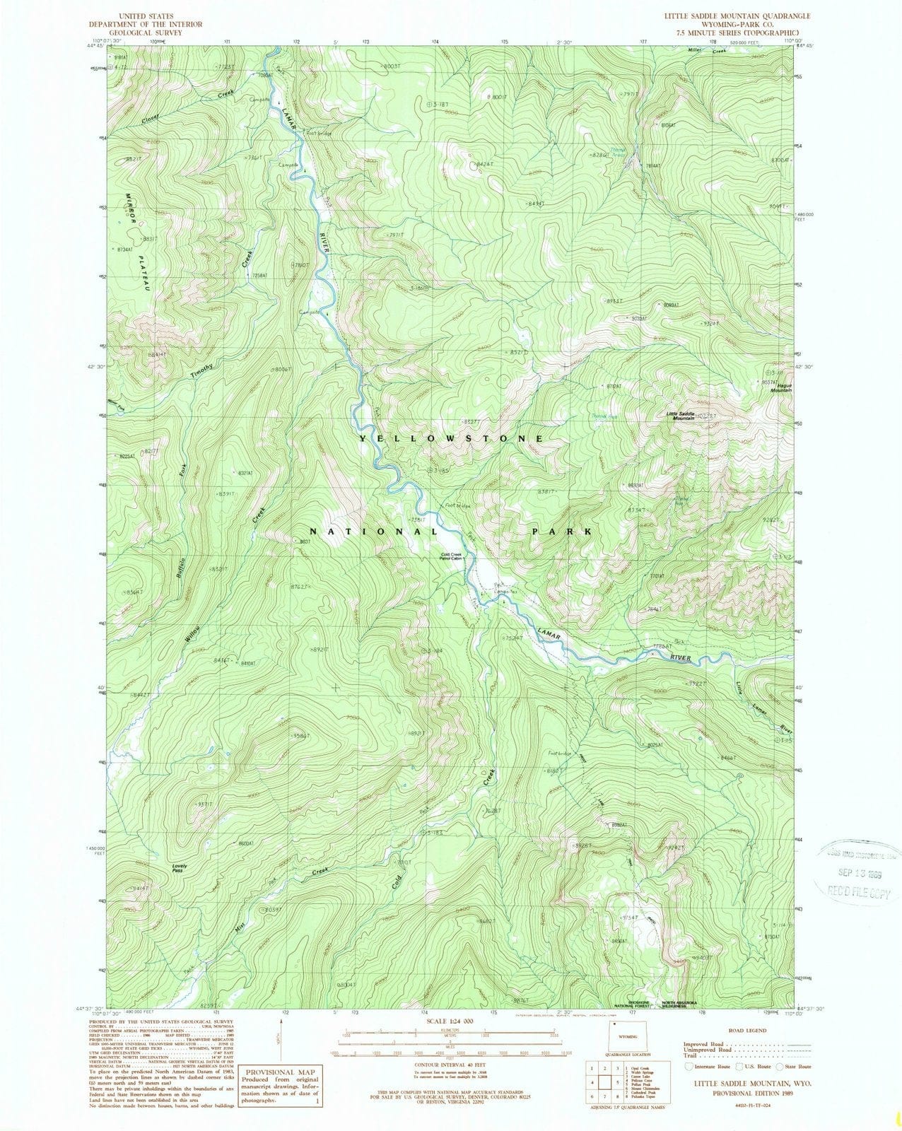 1989 Little Saddle Mountain, WY - Wyoming - USGS Topographic Map