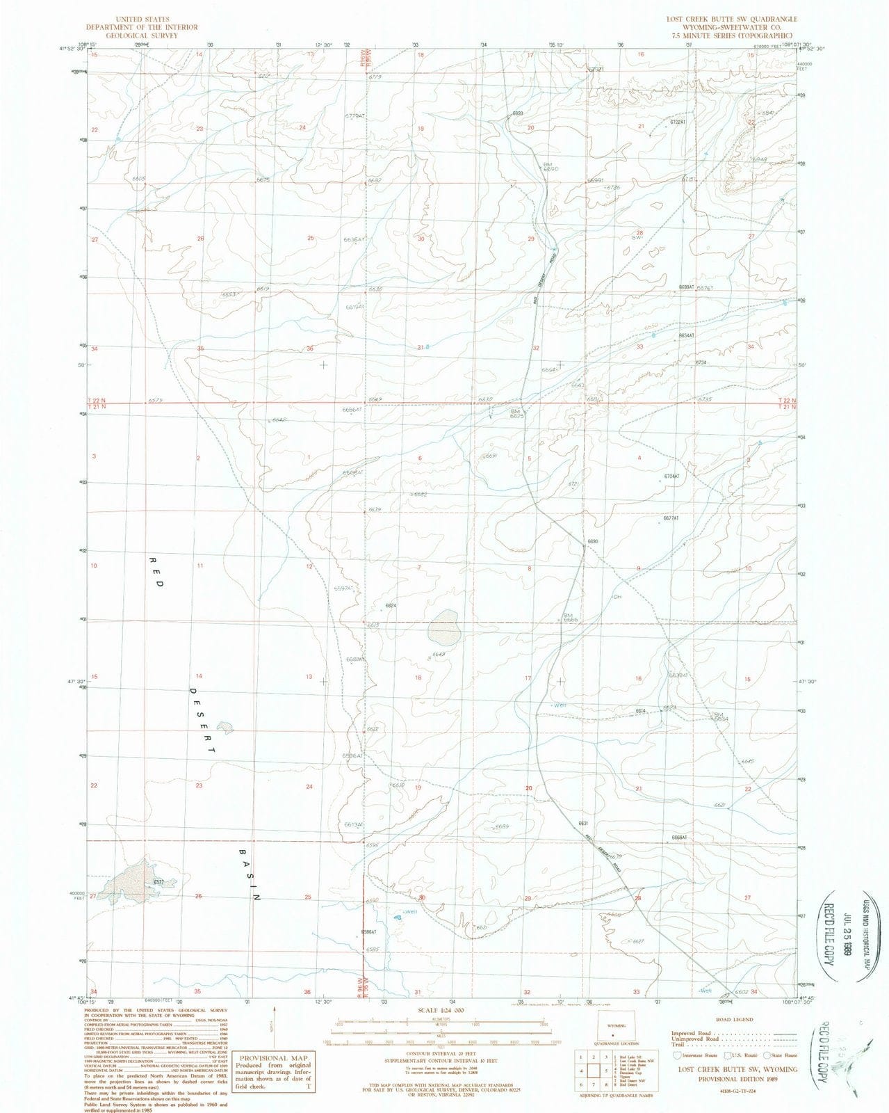 1989 Lost Creek Butte, WY - Wyoming - USGS Topographic Map v2