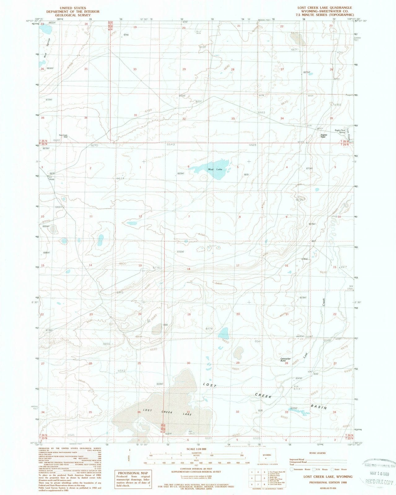 1988 Lost Creek Lake, WY - Wyoming - USGS Topographic Map