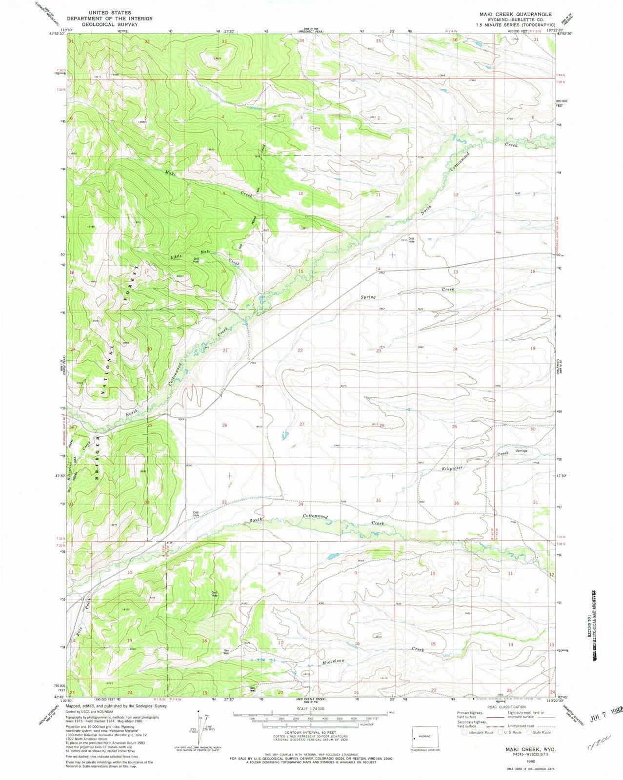 1980 Maki Creek, WY - Wyoming - USGS Topographic Map
