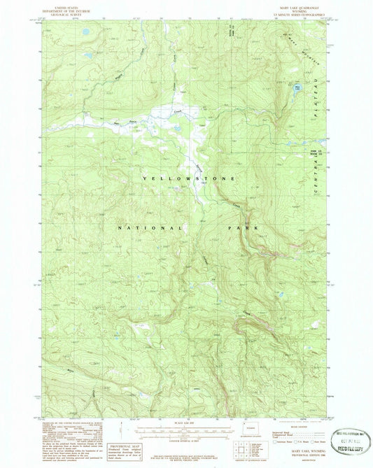 1986 Mary Lake, WY - Wyoming - USGS Topographic Map