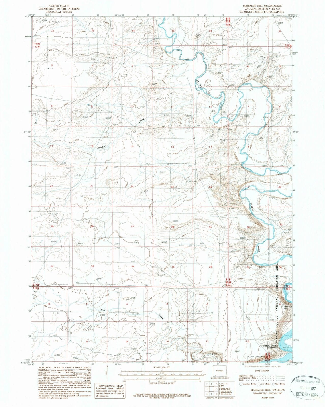 1987 Massacre Hill, WY - Wyoming - USGS Topographic Map