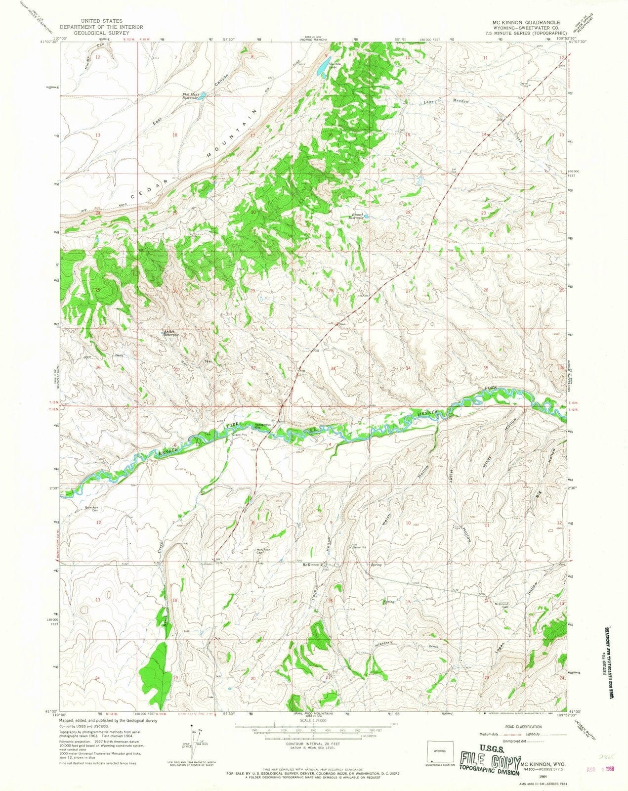 1964 Mc Kinnon, WY - Wyoming - USGS Topographic Map
