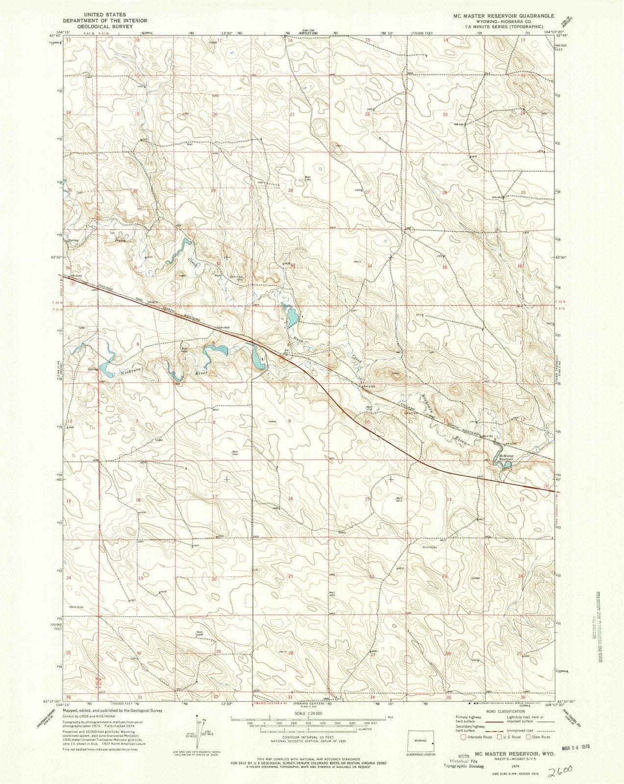 1974 Mc Master Reservoir, WY - Wyoming - USGS Topographic Map