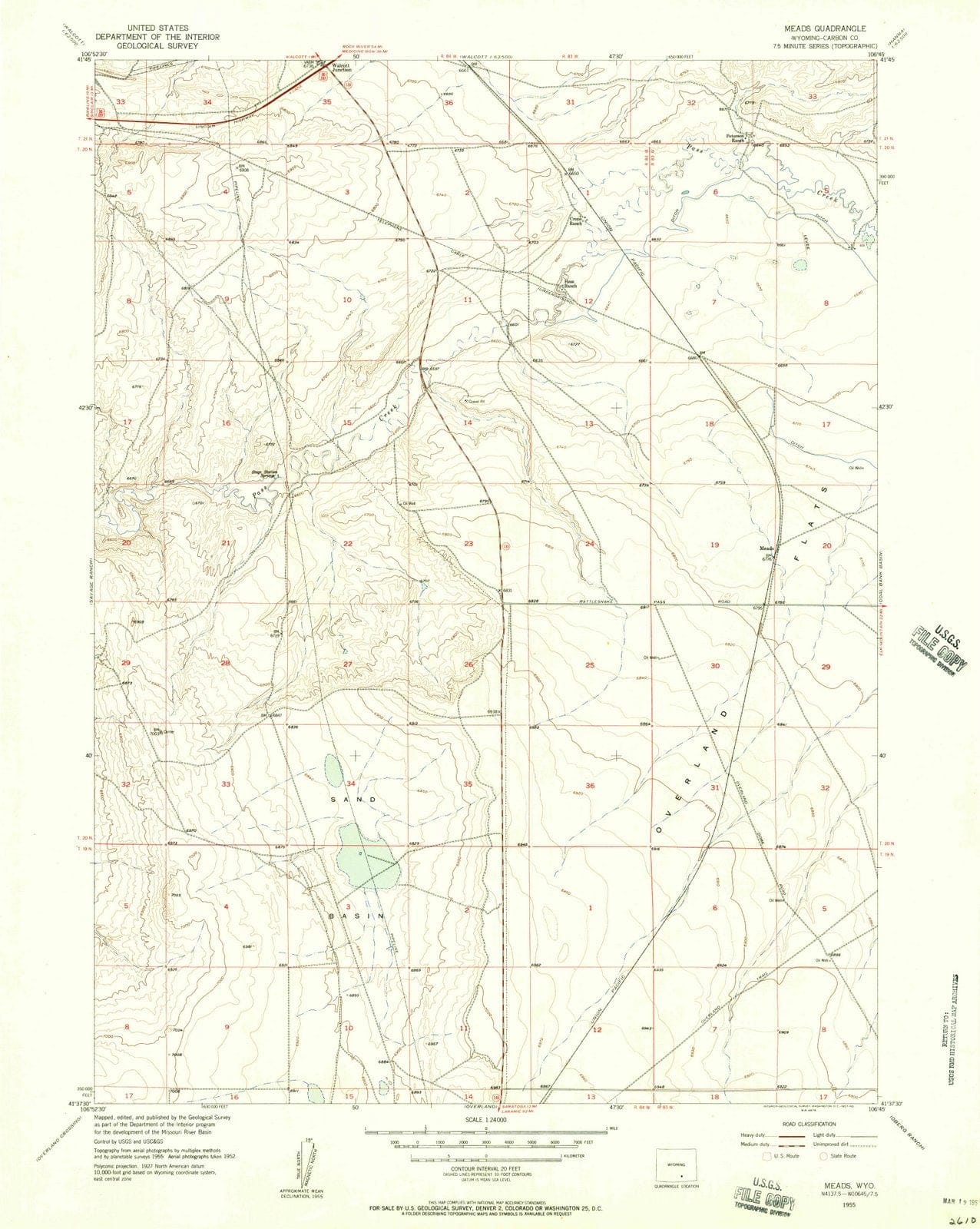 1955 Meads, WY - Wyoming - USGS Topographic Map