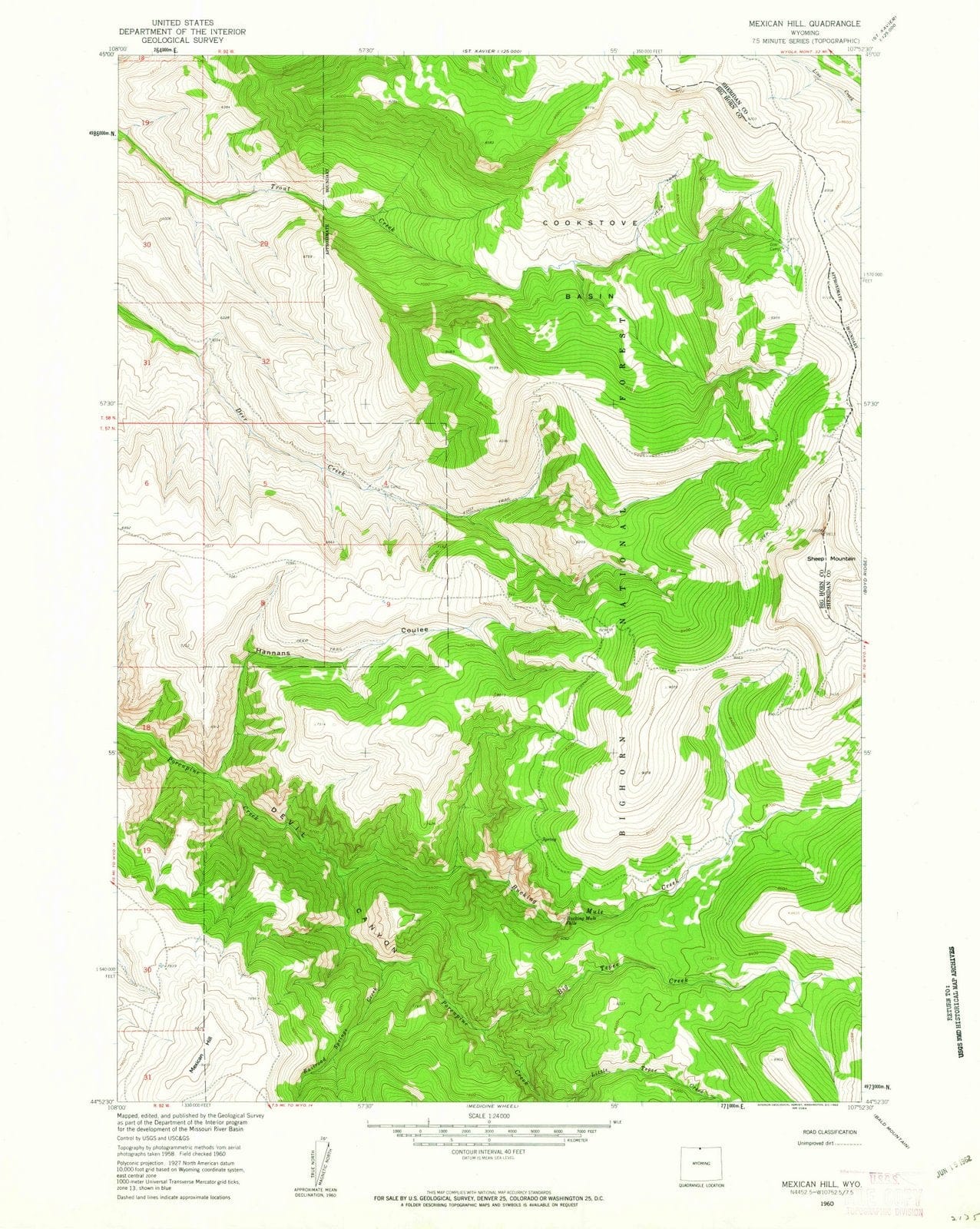 1960 Mexican Hill, WY - Wyoming - USGS Topographic Map