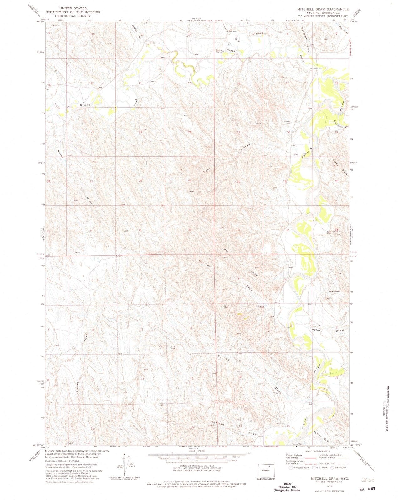 1972 Mitchellraw, WY - Wyoming - USGS Topographic Map