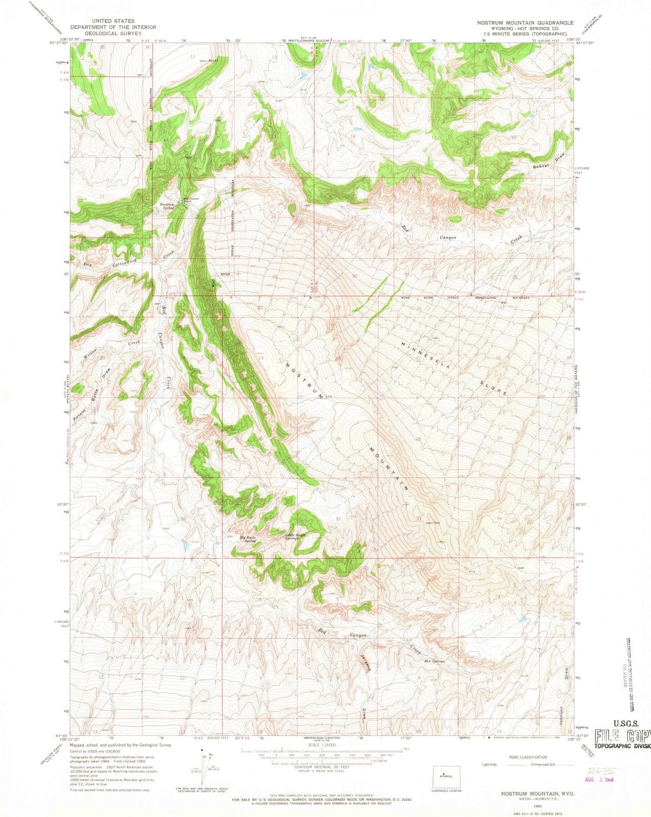 1965 Nostrum Mountain, WY - Wyoming - USGS Topographic Map