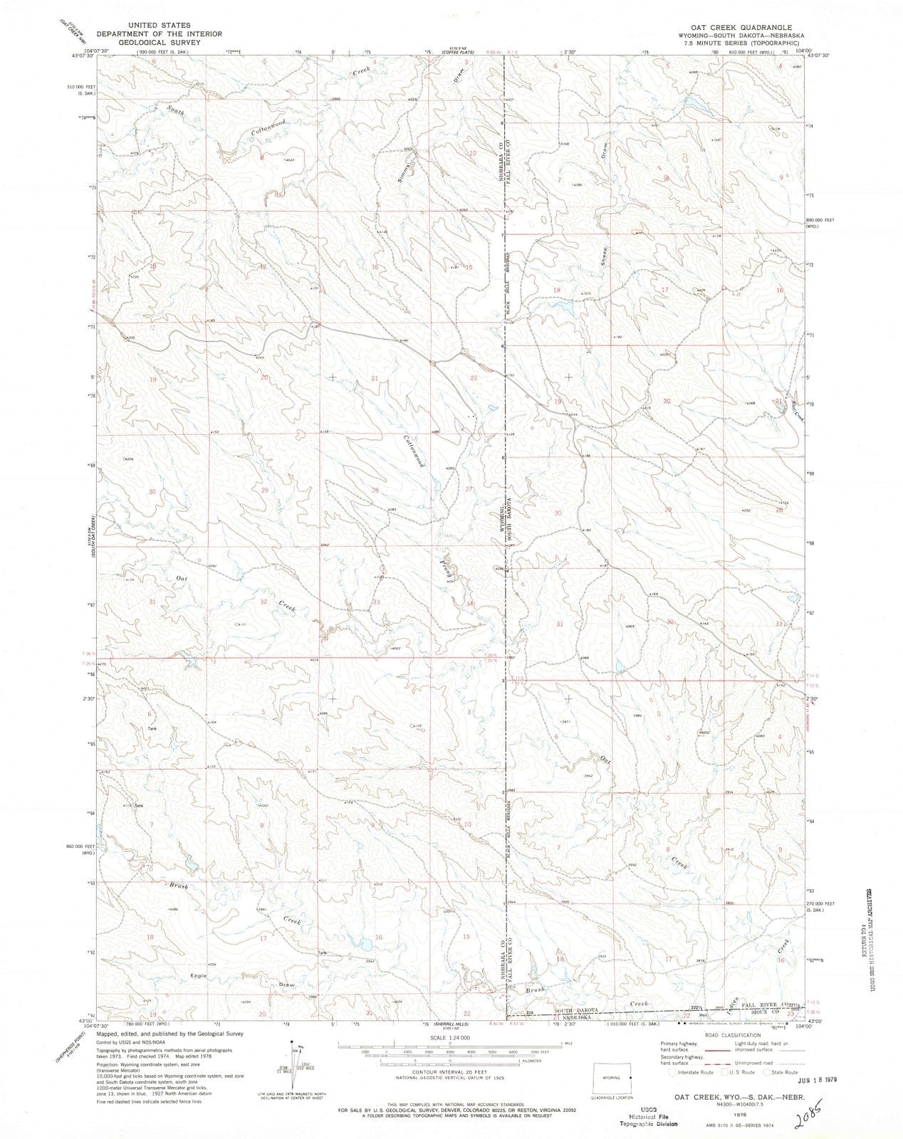 1978 Oat Creek, WY - Wyoming - USGS Topographic Map v2