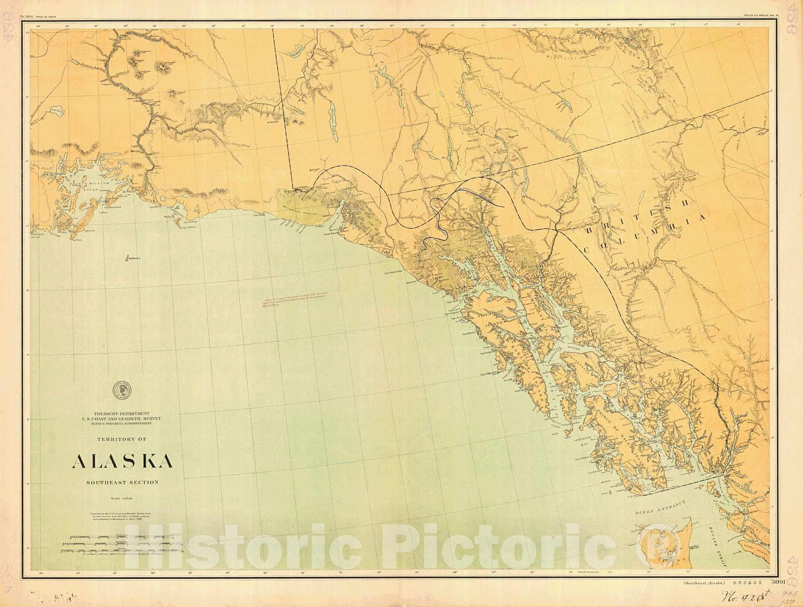 Historic Nautical Map - Alaska Southeast Section, 1899 NOAA Base Historic Nautical Map - Alaska (AK) - Vintage Wall Art