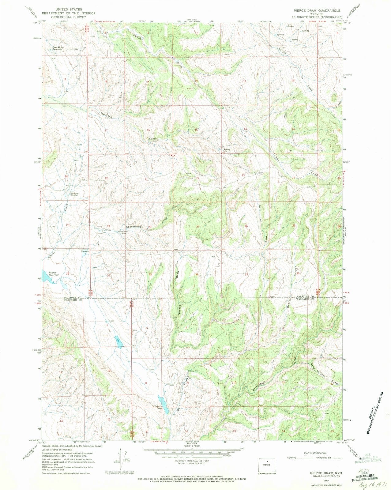 1967 Pierceraw, WY - Wyoming - USGS Topographic Map