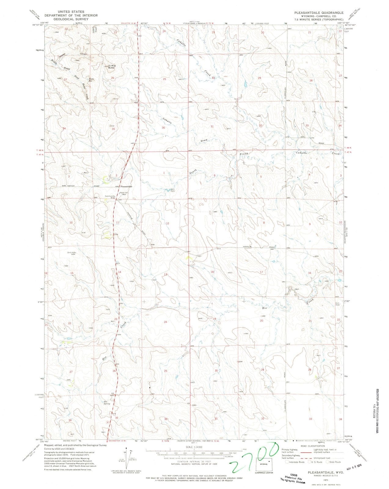 1971 Pleasantdale, WY - Wyoming - USGS Topographic Map