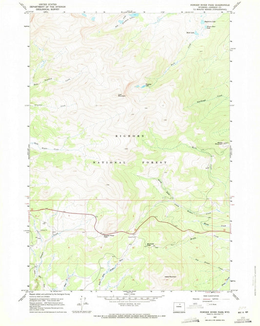 1967 Powder River Pass, WY - Wyoming - USGS Topographic Map