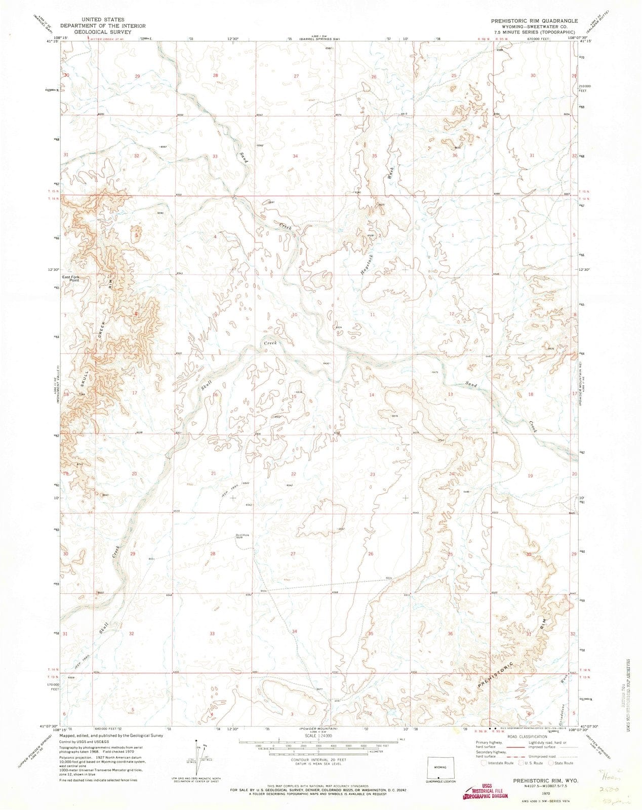 1970 Prehistoric Rim, WY - Wyoming - USGS Topographic Map