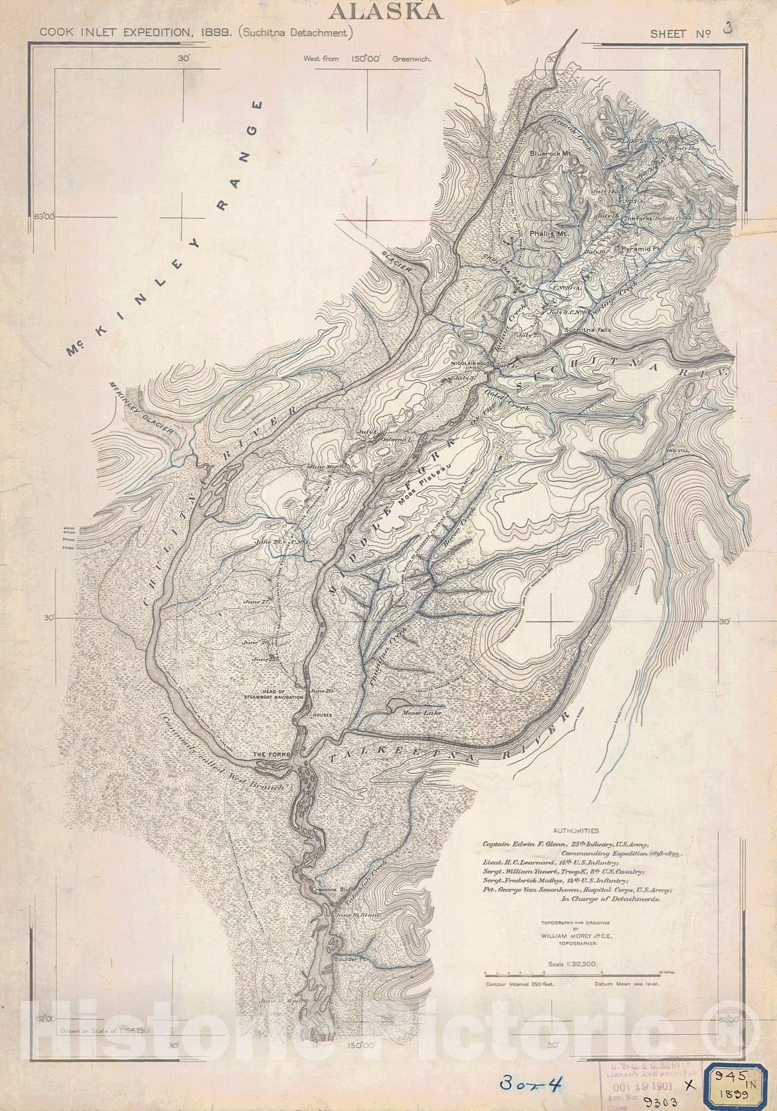 Historic Nautical Map - Cook Inlet Expedition, 1899 NOAA Topographic Historic Nautical Map - Alaska (AK) - Vintage Wall Art