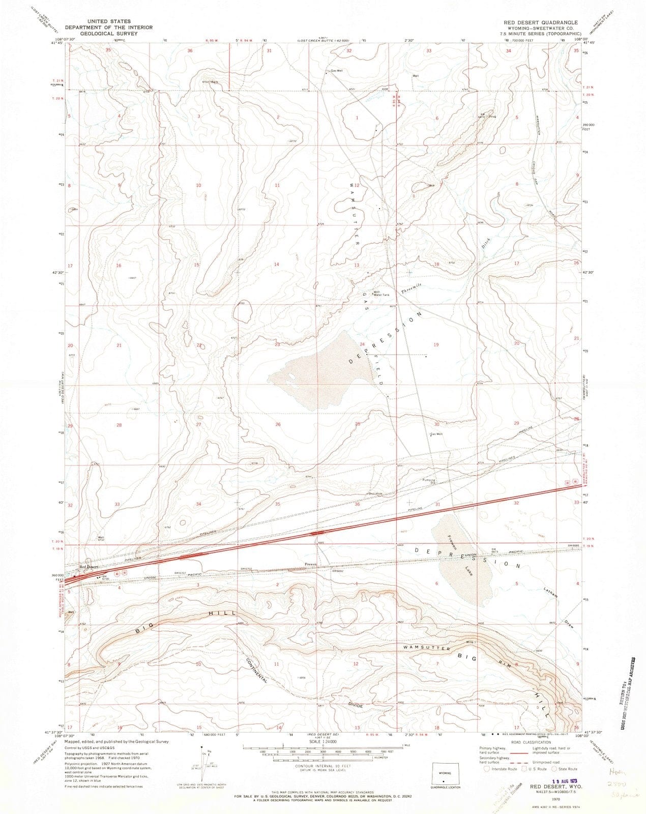 1970 Redesert, WY - Wyoming - USGS Topographic Map v4