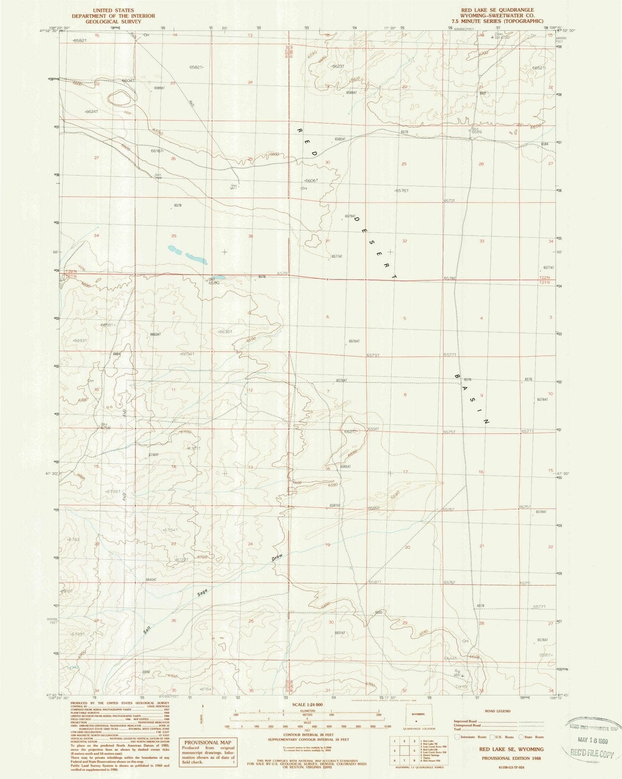 1988 Red Lake, WY - Wyoming - USGS Topographic Map v2