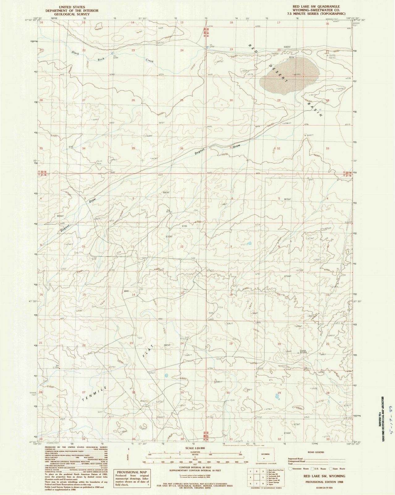1988 Red Lake, WY - Wyoming - USGS Topographic Map v3