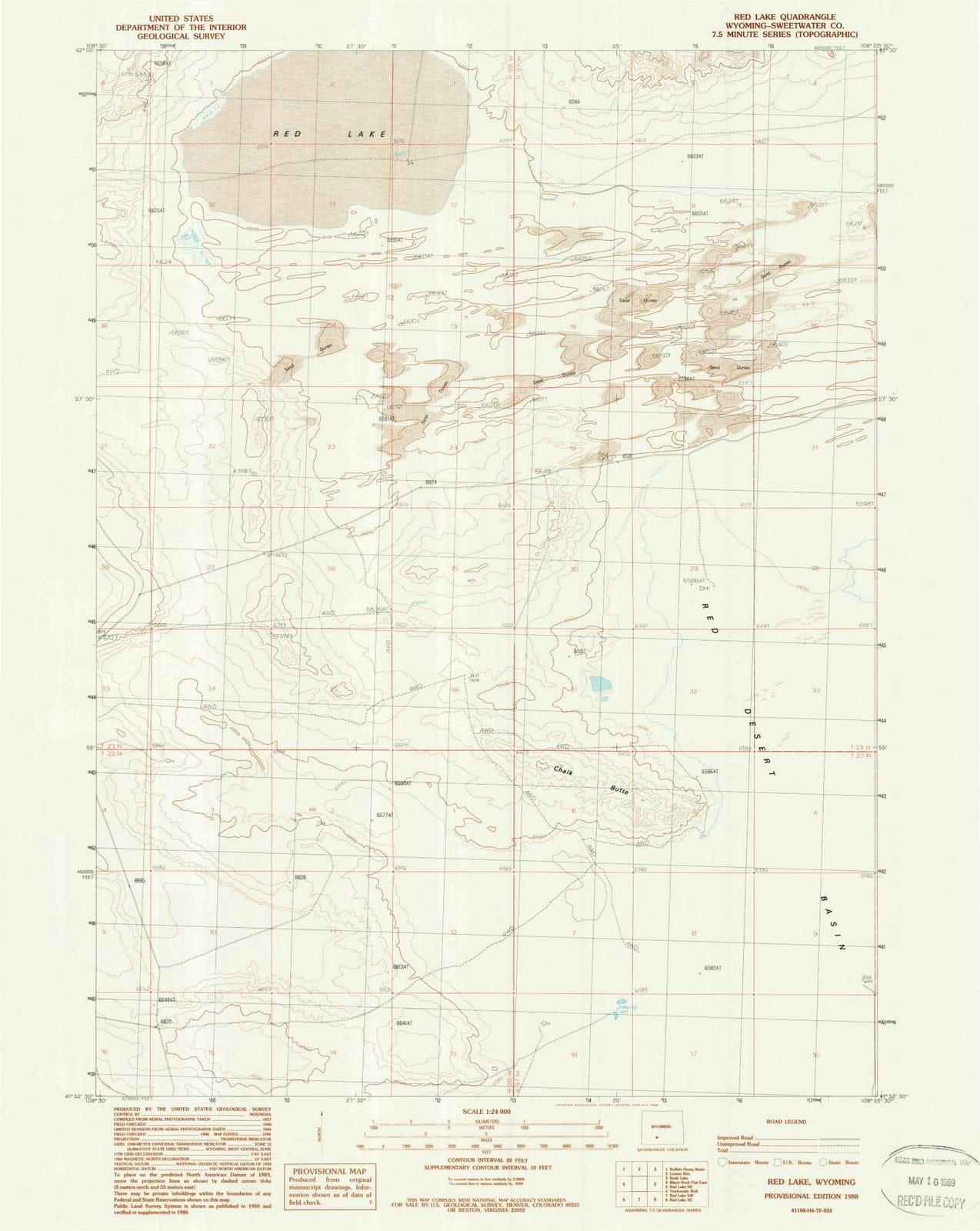 1988 Red Lake, WY - Wyoming - USGS Topographic Map v4