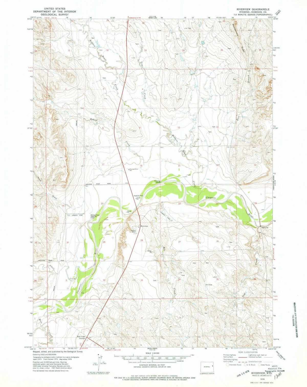 1978 Riverview, WY - Wyoming - USGS Topographic Map