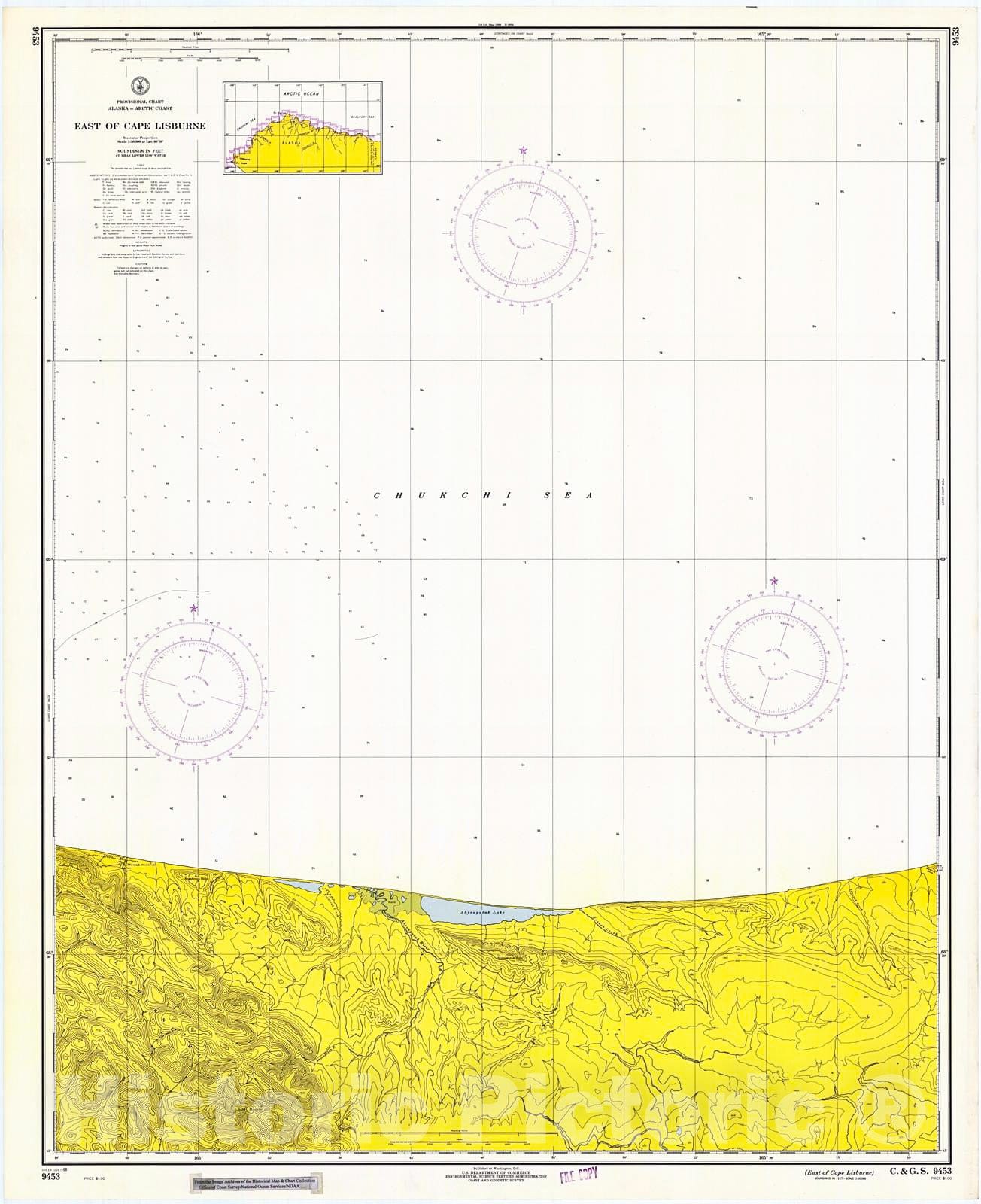 Historic Nautical Map - East Of Cape Lisburne, 1968 NOAA Chart - Alaska (AK) - Vintage Wall Art