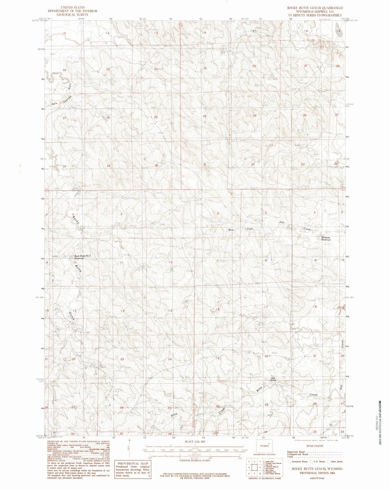 1984 Rocky Butte, WY - Wyoming - USGS Topographic Map