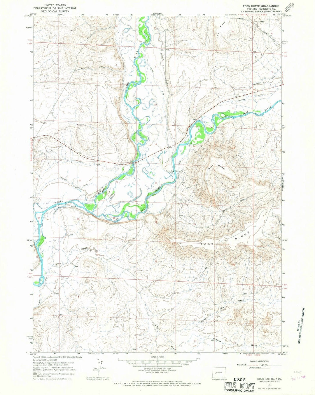 1964 Ross Butte, WY - Wyoming - USGS Topographic Map