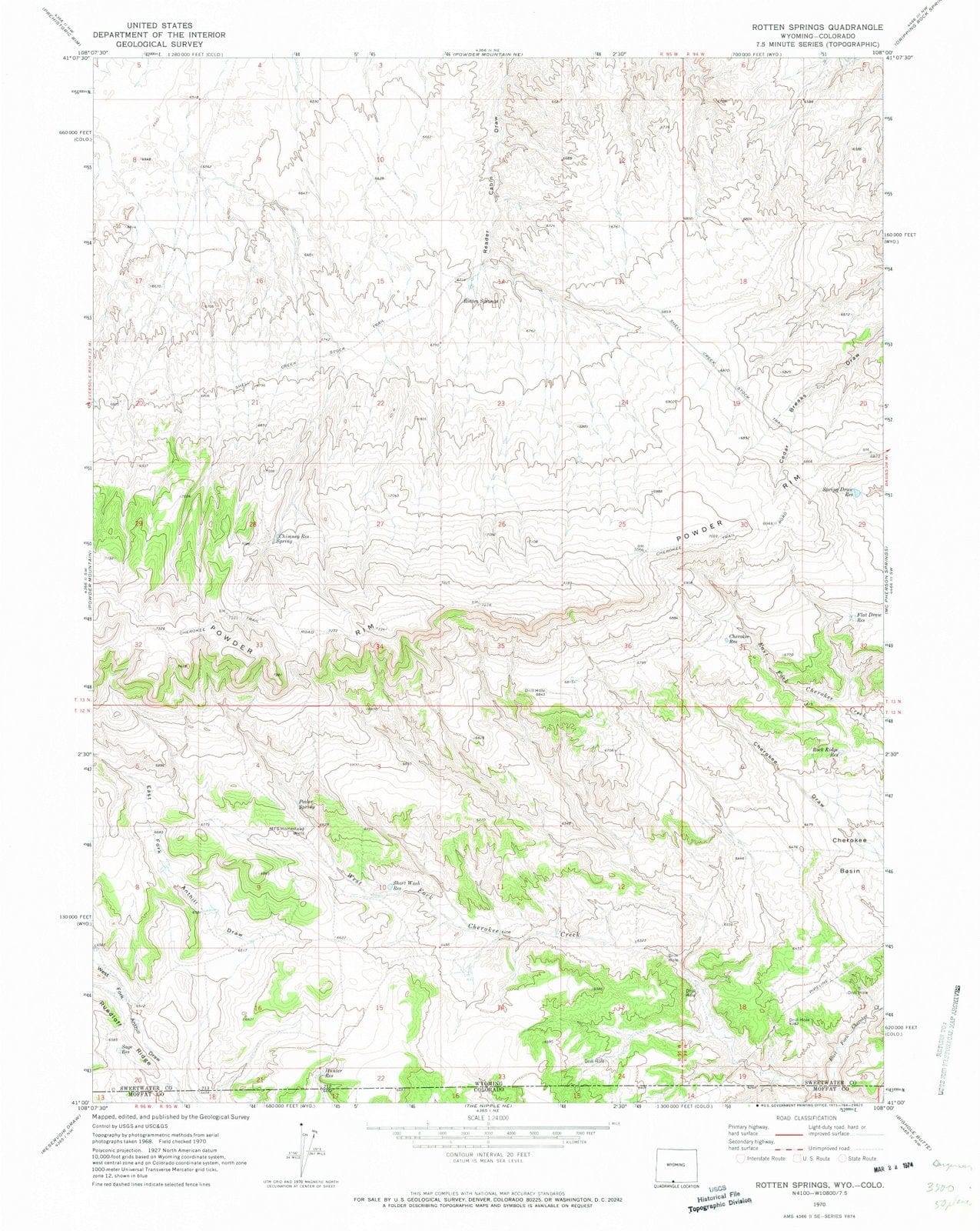 1970 Rotten Springs, WY - Wyoming - USGS Topographic Map