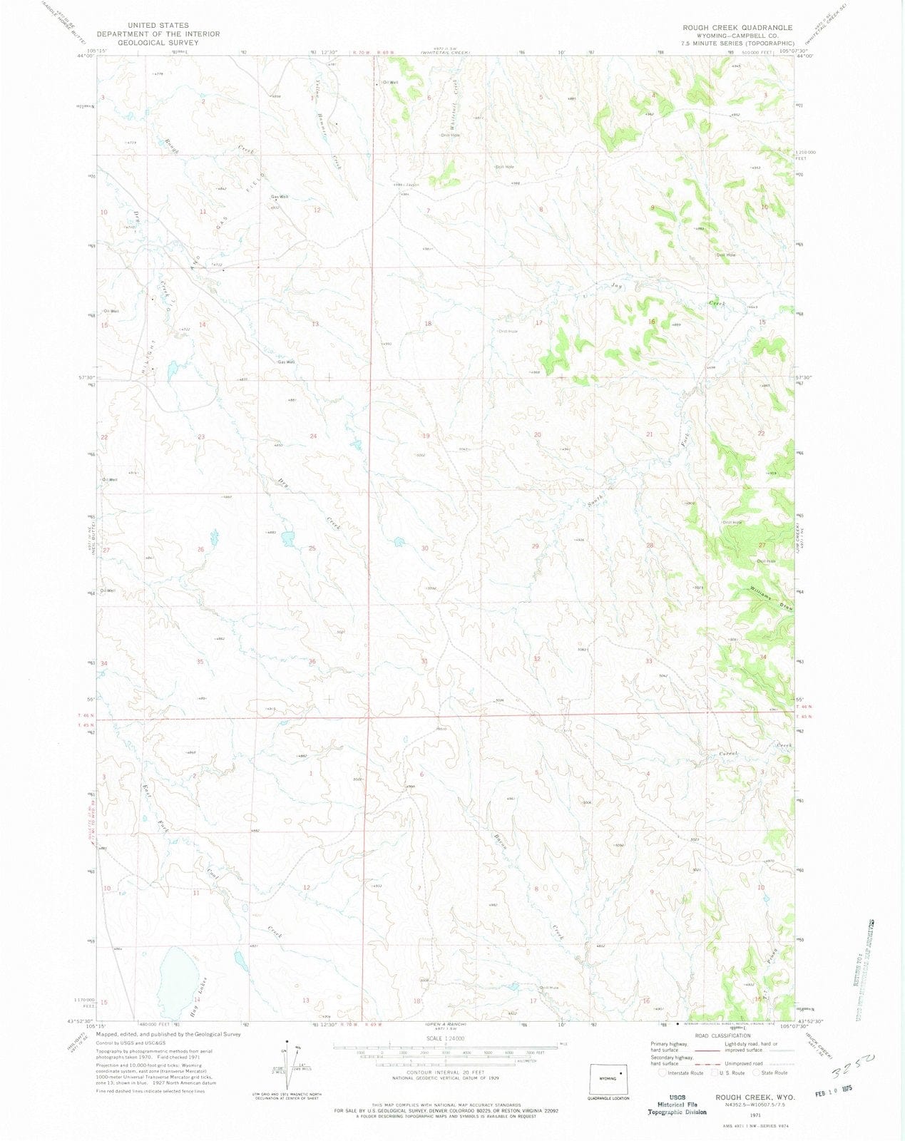 1971 Rough Creek, WY - Wyoming - USGS Topographic Map