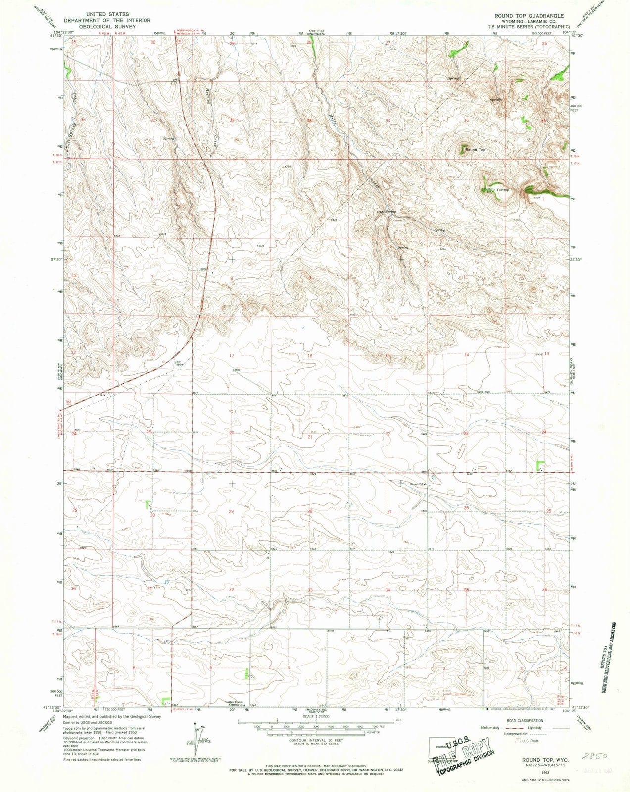 1963 Round Top, WY - Wyoming - USGS Topographic Map