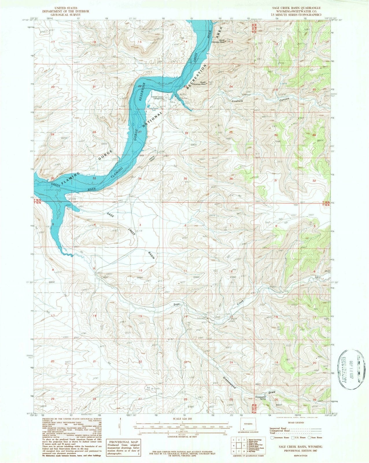1987 Sage Creek Basin, WY - Wyoming - USGS Topographic Map