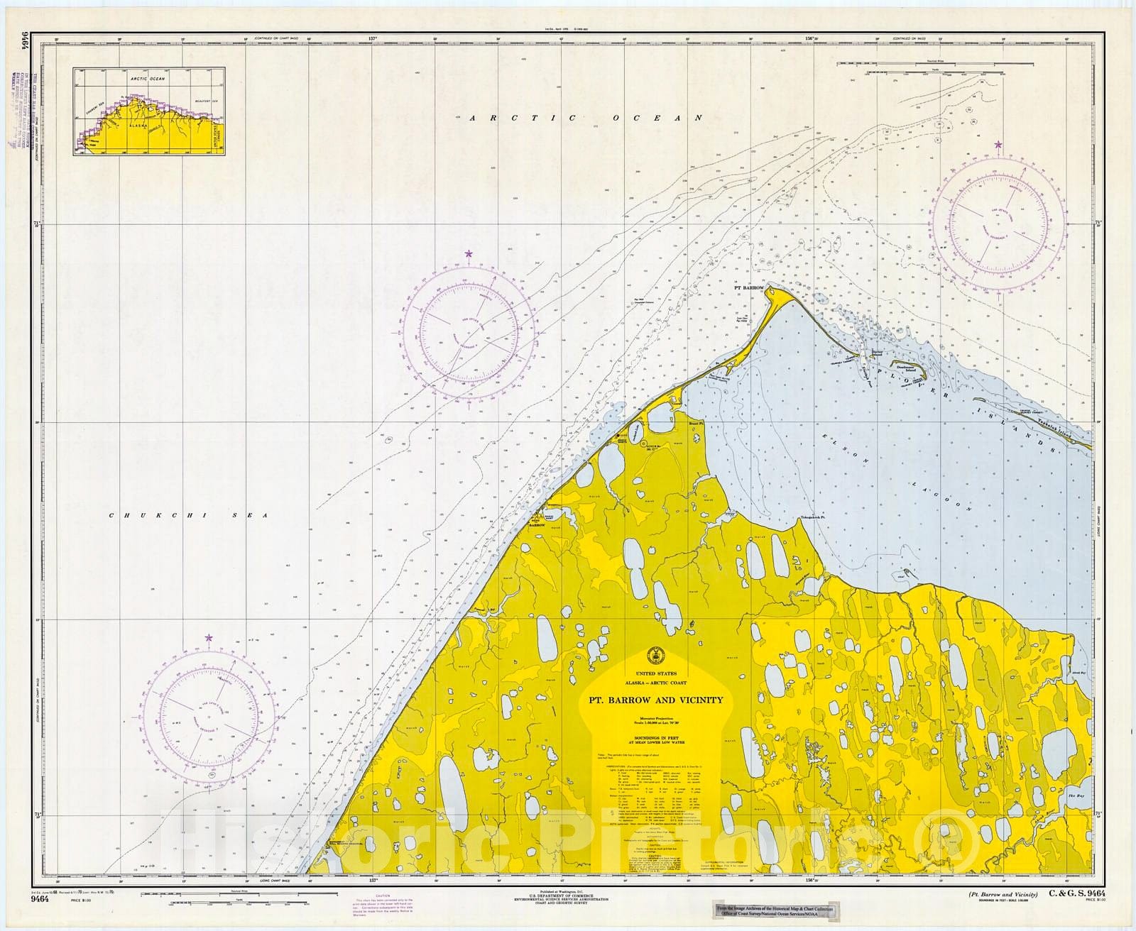 Historic Nautical Map - Pt.Barrow And Vicinity, 1970 NOAA Chart - Alaska (AK) - Vintage Wall Art