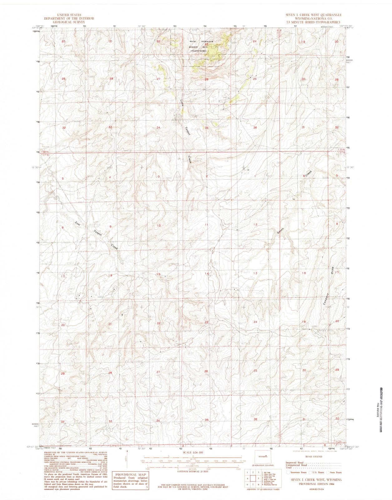 1984 Seven L Creek West, WY - Wyoming - USGS Topographic Map