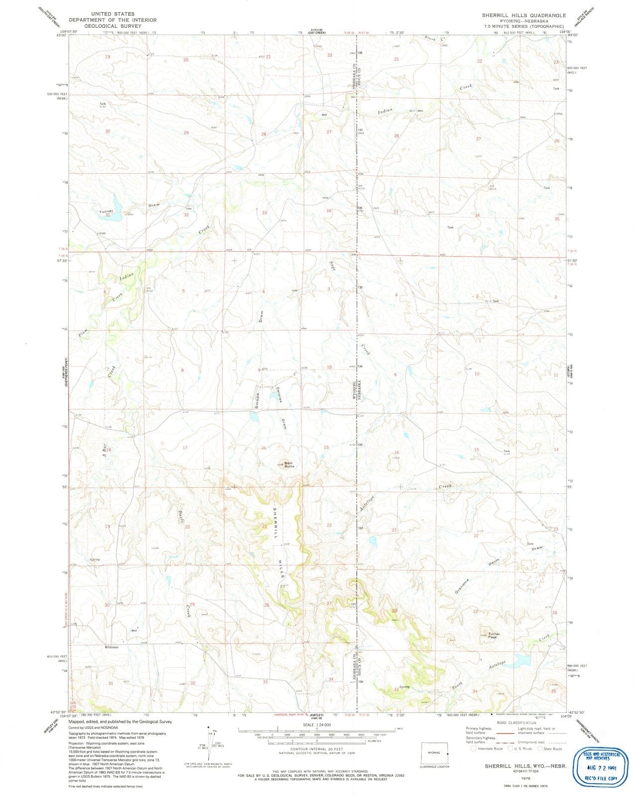 1978 Sherrill Hills, WY - Wyoming - USGS Topographic Map