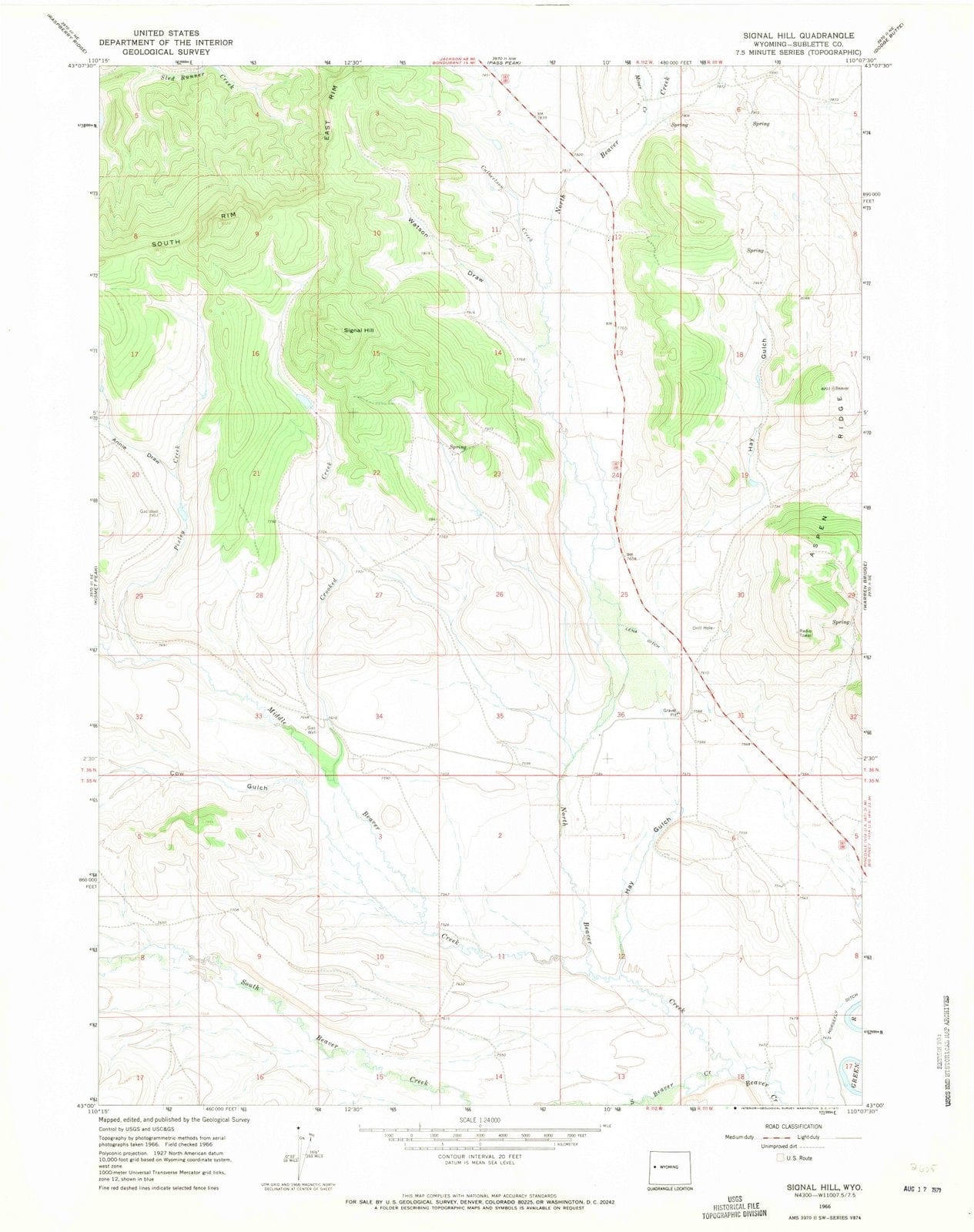 1966 Signal Hill, WY - Wyoming - USGS Topographic Map