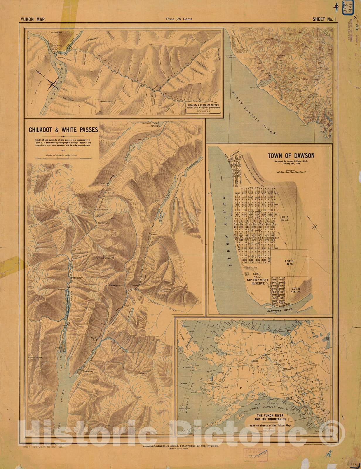 Historic Nautical Map - Yukon Map Sheet No. 1, 1898 NOAA Topographic Historic Nautical Map - Alaska (AK) - Vintage Wall Art