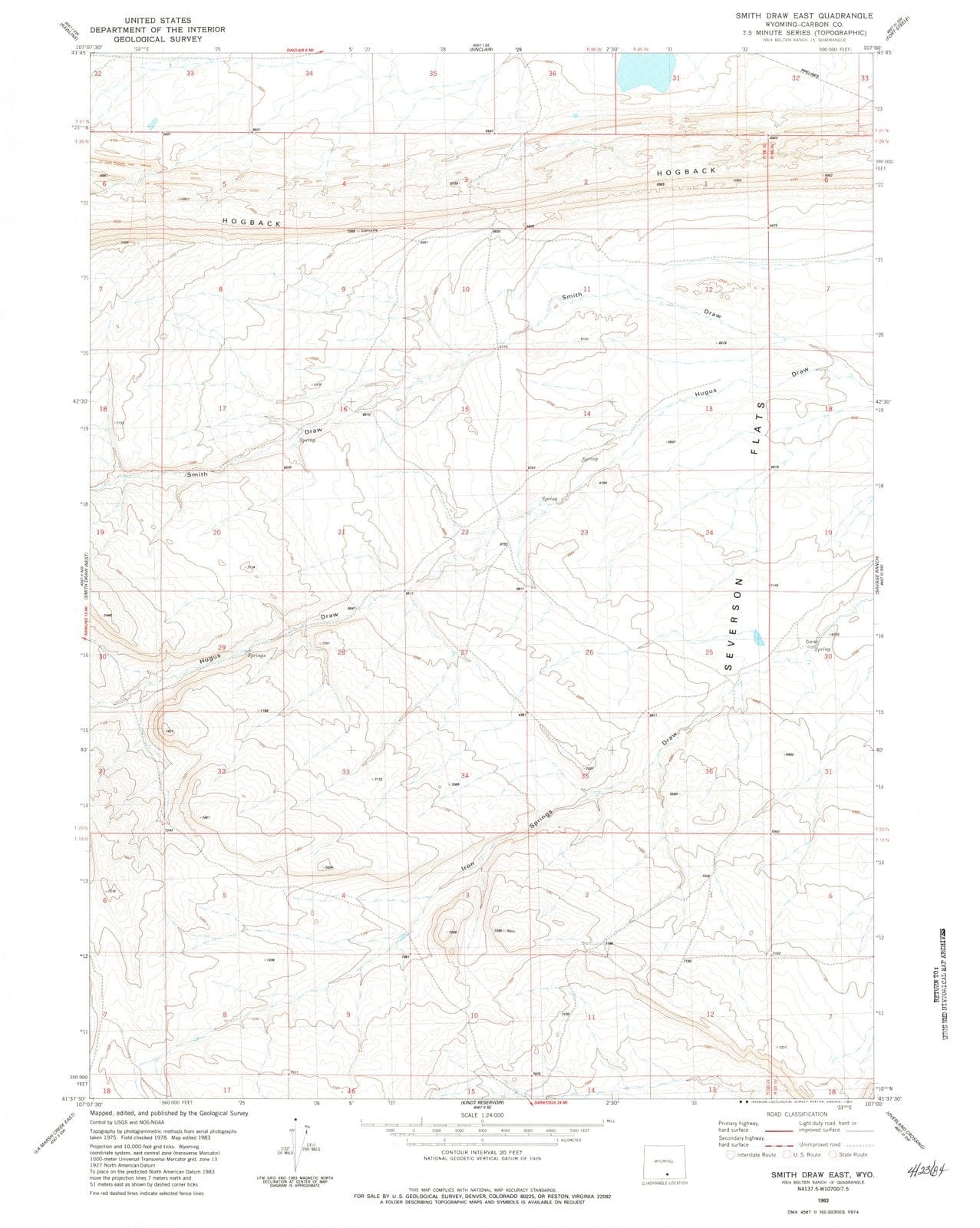 1983 Smithraw East, WY - Wyoming - USGS Topographic Map