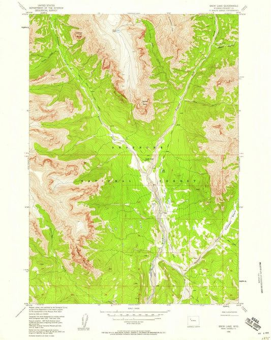 1956 Snow Lake, WY - Wyoming - USGS Topographic Map